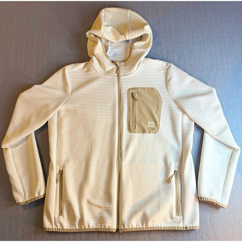 AKHG Duluth Trading Blackburn Zip Hoodie Fleece Jacket Mens Large White Putty